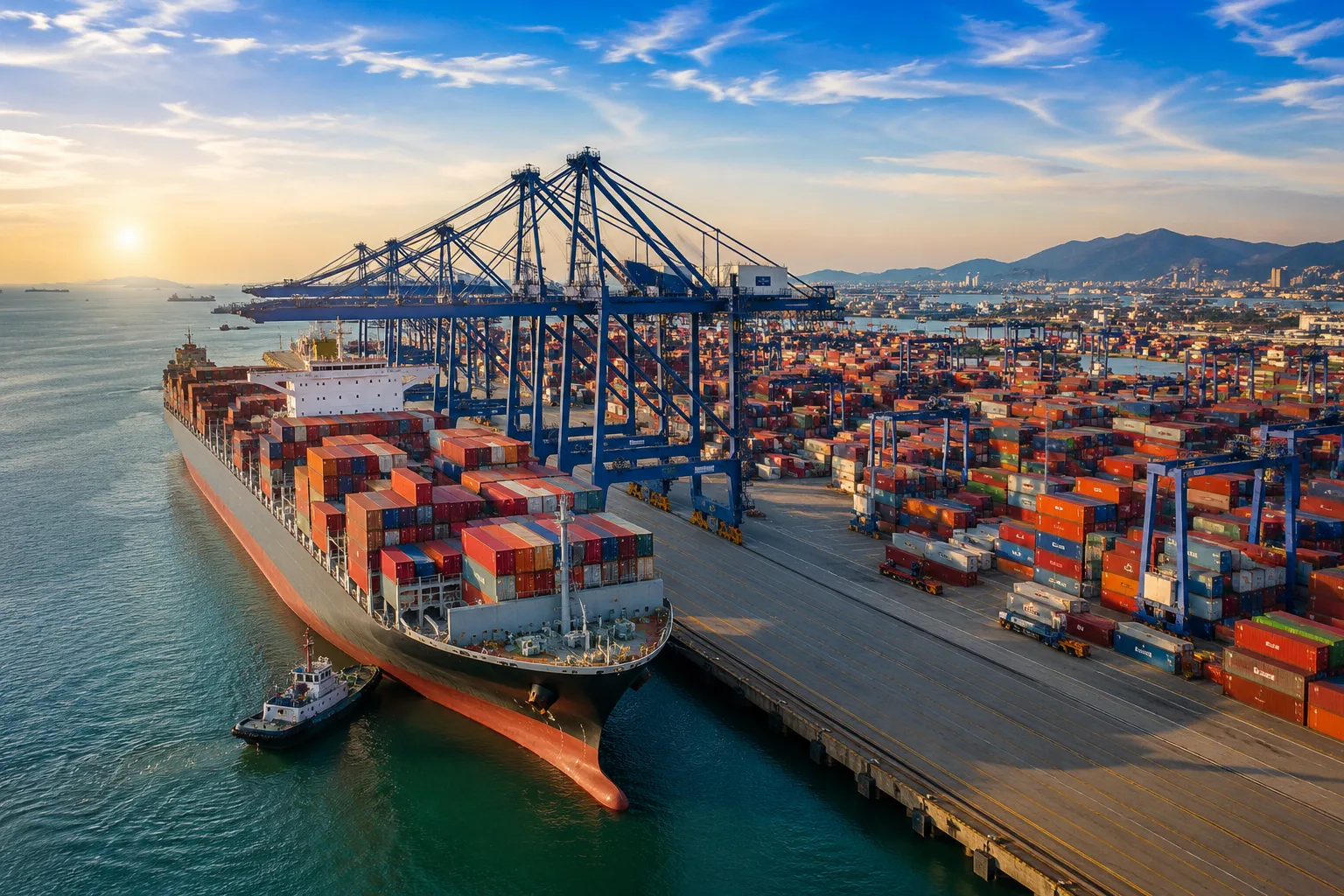 Global logistics container and overseas warehouse shipping scene
